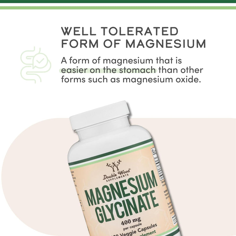 Double Wood Supplements Magnesium Glycinate 400mg - 180 Capsules