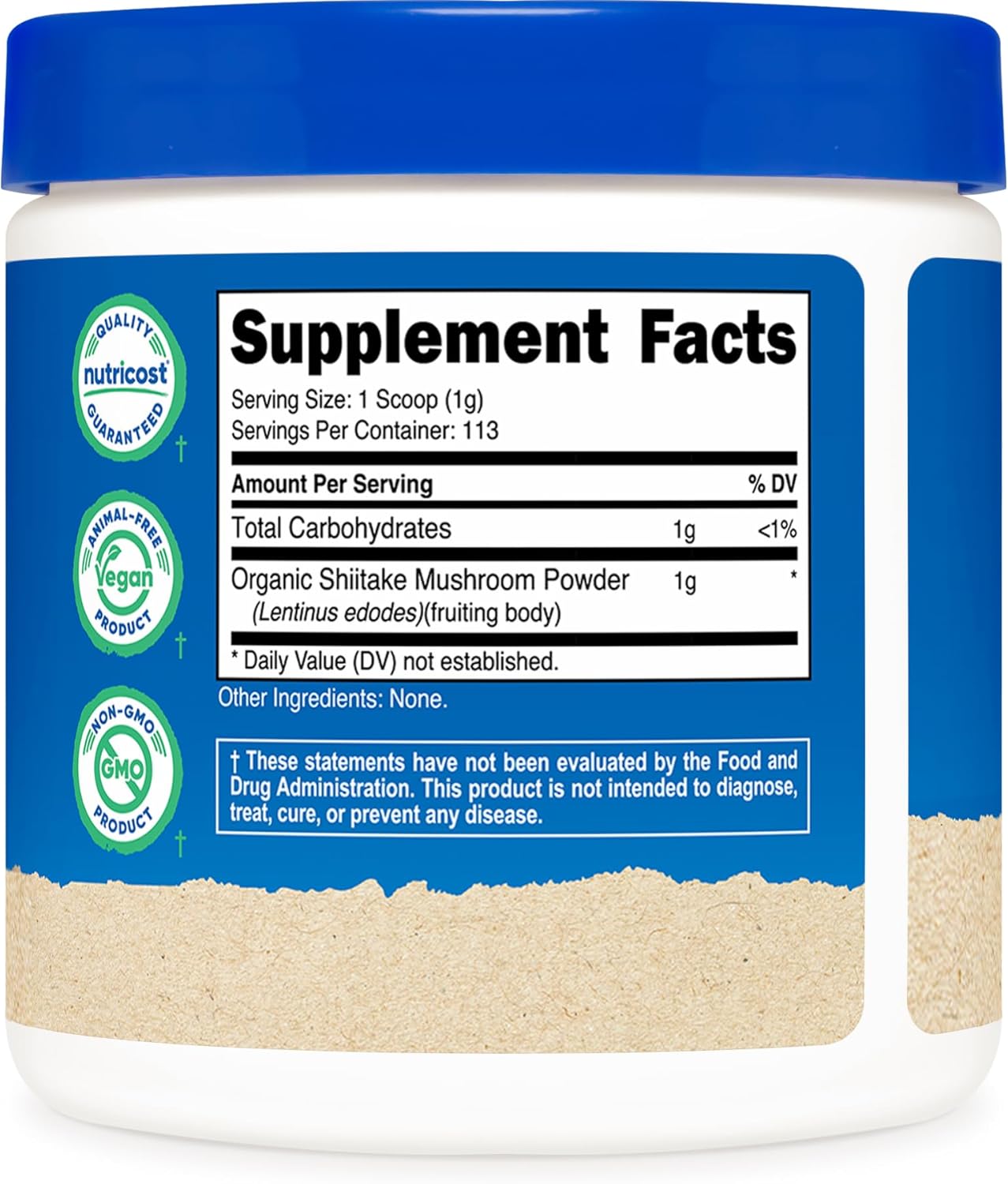 Nutricost Organic Shiitake Mushroom Powder 113g - Unflavoured