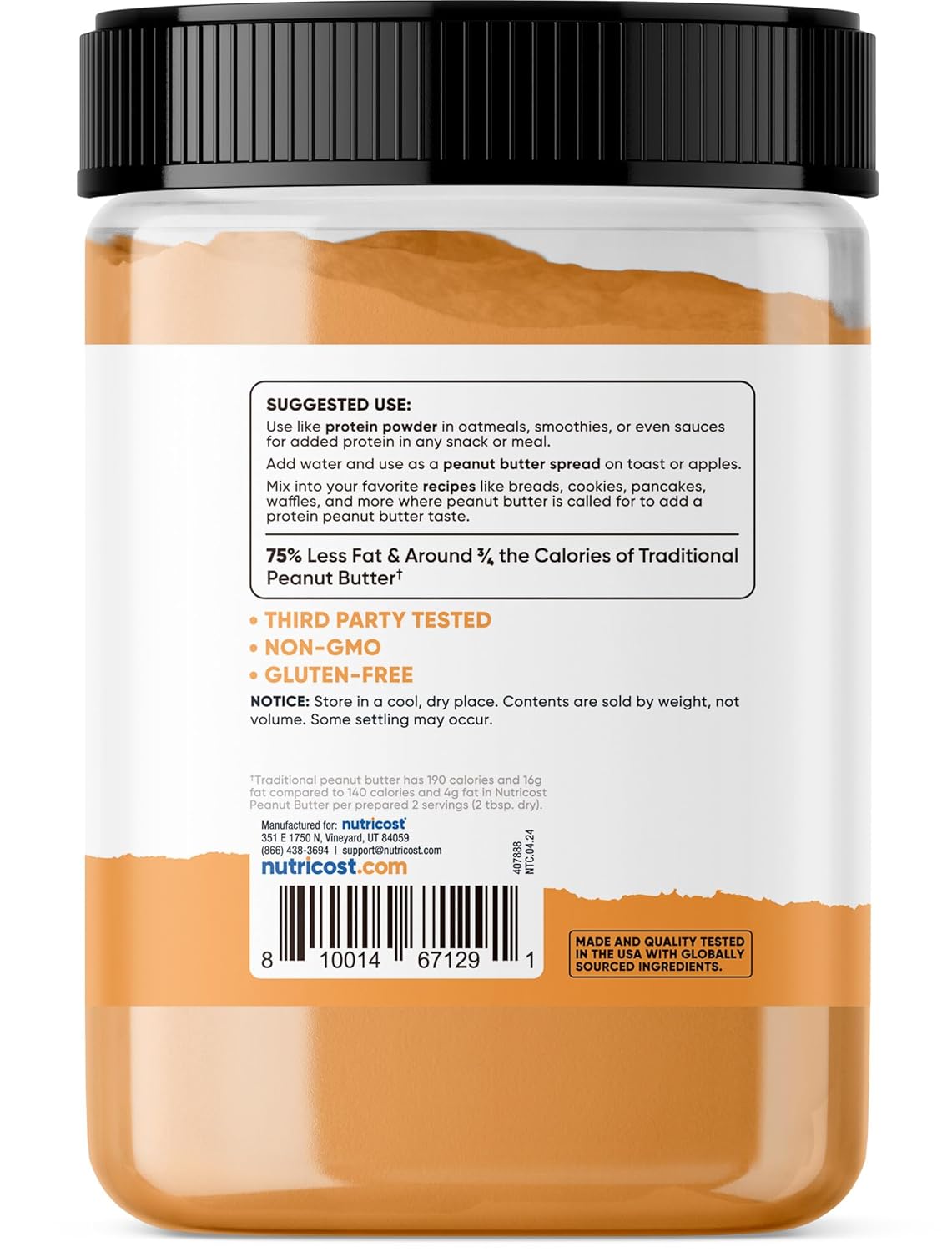 Nutricost Peanut Butter Powder 358g - No Sugar Added, Non-GMO, No Sugar Alcohol, All-Natural Powdered Peanut Spread from Roasted Pressed Peanuts