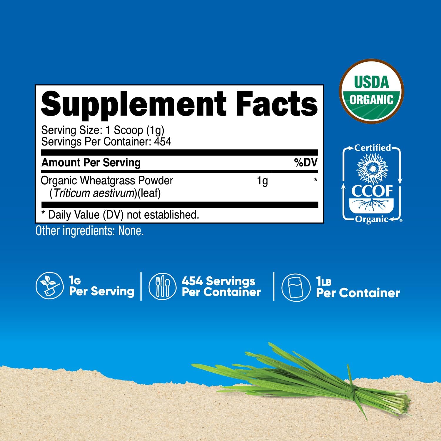 Nutricost Organic Wheatgrass Powder 1lb - Unflavoured