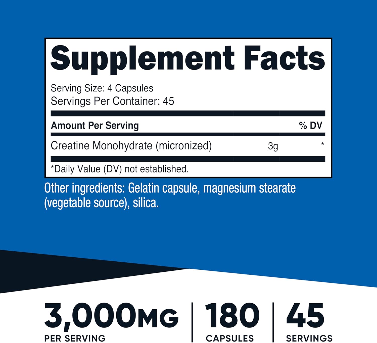 Nutricost Creatine Monohydrate 3000mg - 180 Capsules