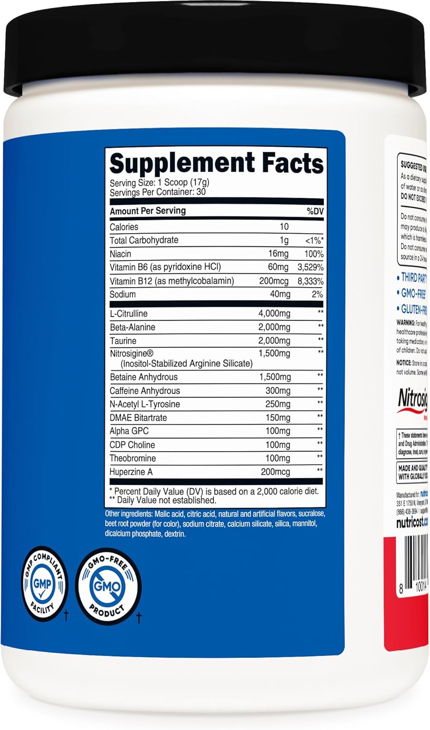 Nutricost Pre-X Xtreme Pre-Workout Complex Powder 30 serving - 501g