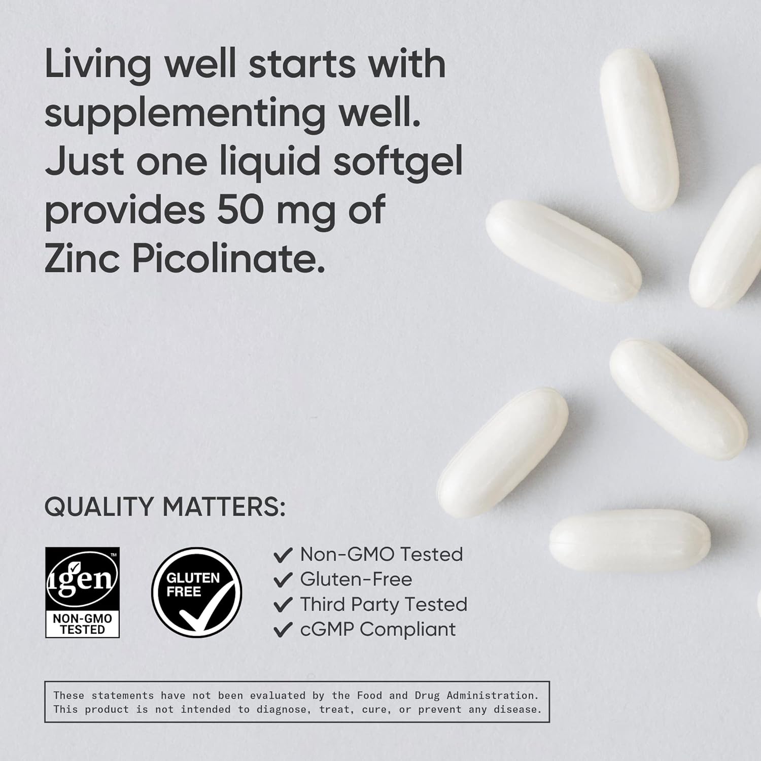 Sports Research Zinc Picolinate 50mg with Organic Coconut Oil - Highly Absorbable Zinc Supplement for Healthy Immune & Enzyme Function