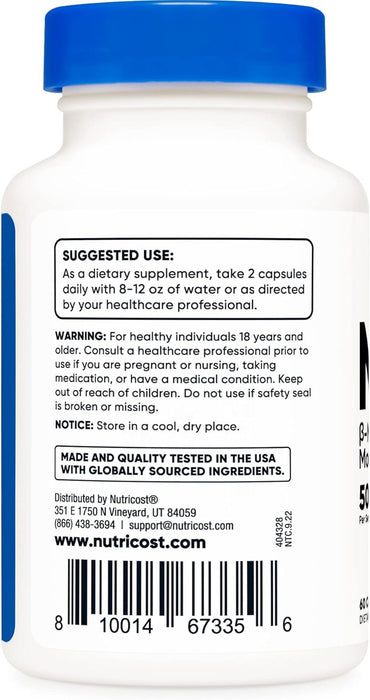 Nutricost NMN (Nicotinamide Mononucleotide) 500mg, 60 Capsules - Vegetarian Friendly, Gluten Free, Non-GMO