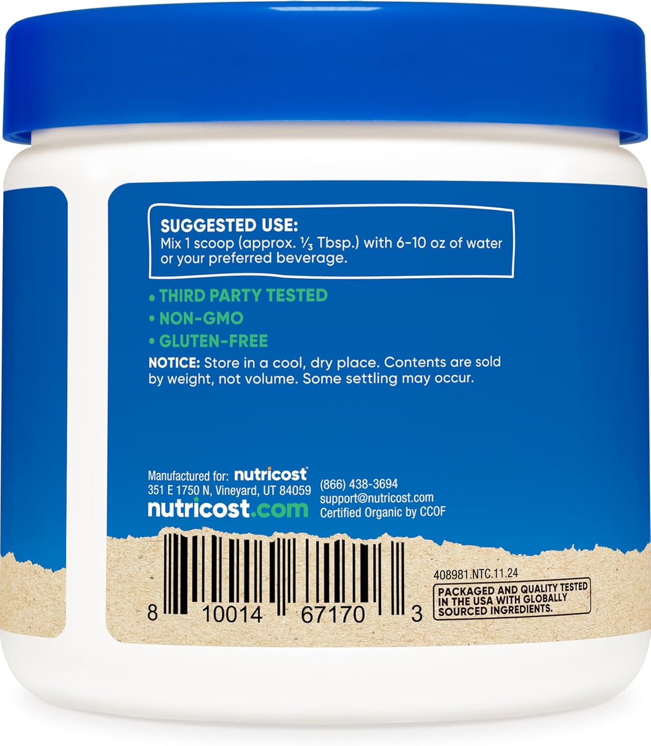 Nutricost Organic Blueberry Powder 227g - Pure, Gluten Free, Non-GMO, from Whole Freeze-Dried Organic Blueberries