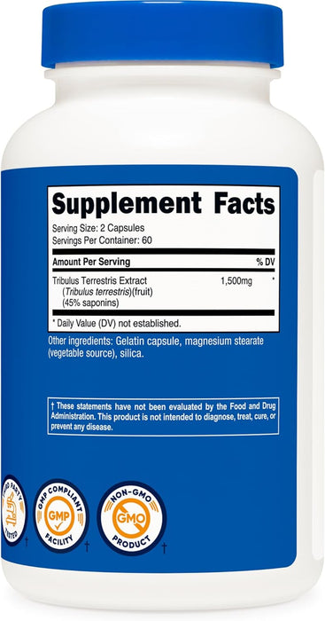 Nutricost Tribulus Terrestris Extract 1500mg, 120 Capsules - 60 servings - Non GMO & Gluten Free