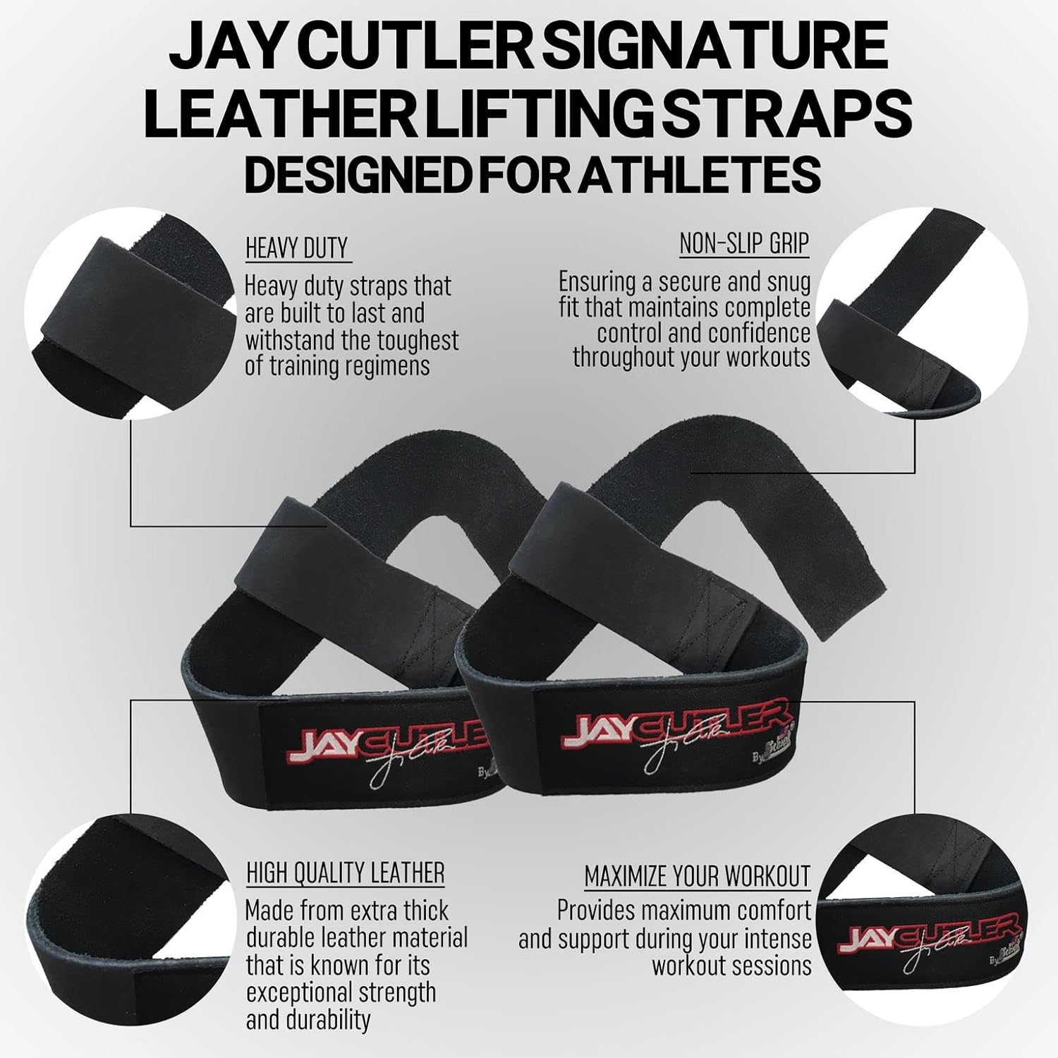 Schiek Model J-1000LLS Jay Cutler Signature Leather Lifting Straps