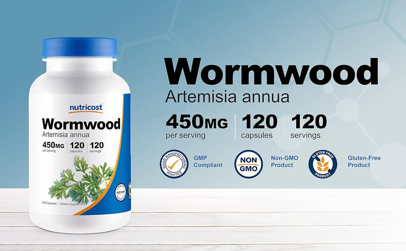 Nutricost Wormwood Capsules 450mg, 120 Capsules - Vegetarian Caps, Gluten Free and Non-GMO