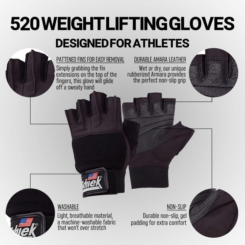 Schiek Model 520 Platinum Women's Lifting Gloves - Black