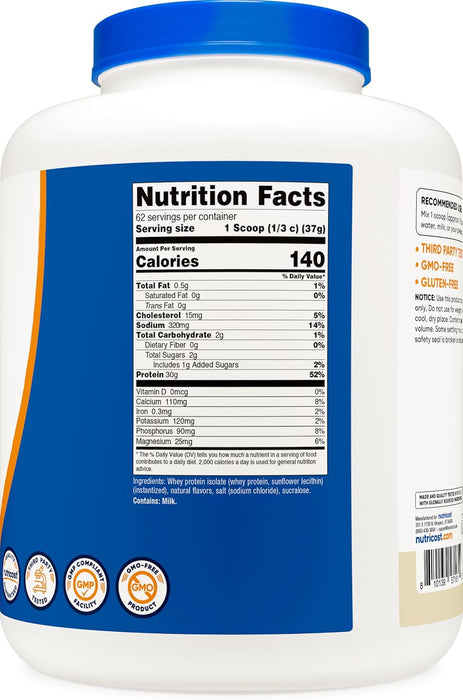 Nutricost Whey Protein Isolate Powder 5lb - Gluten Free & Non-GMO
