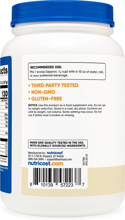 Nutricost Whey Protein Concentrate 1.5lb - 25 Grams of Protein per serving