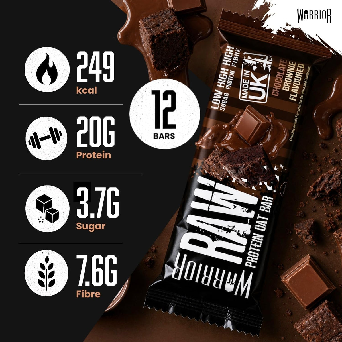 Warrior RAW Protein Oat Bar 75g - Pack of 12