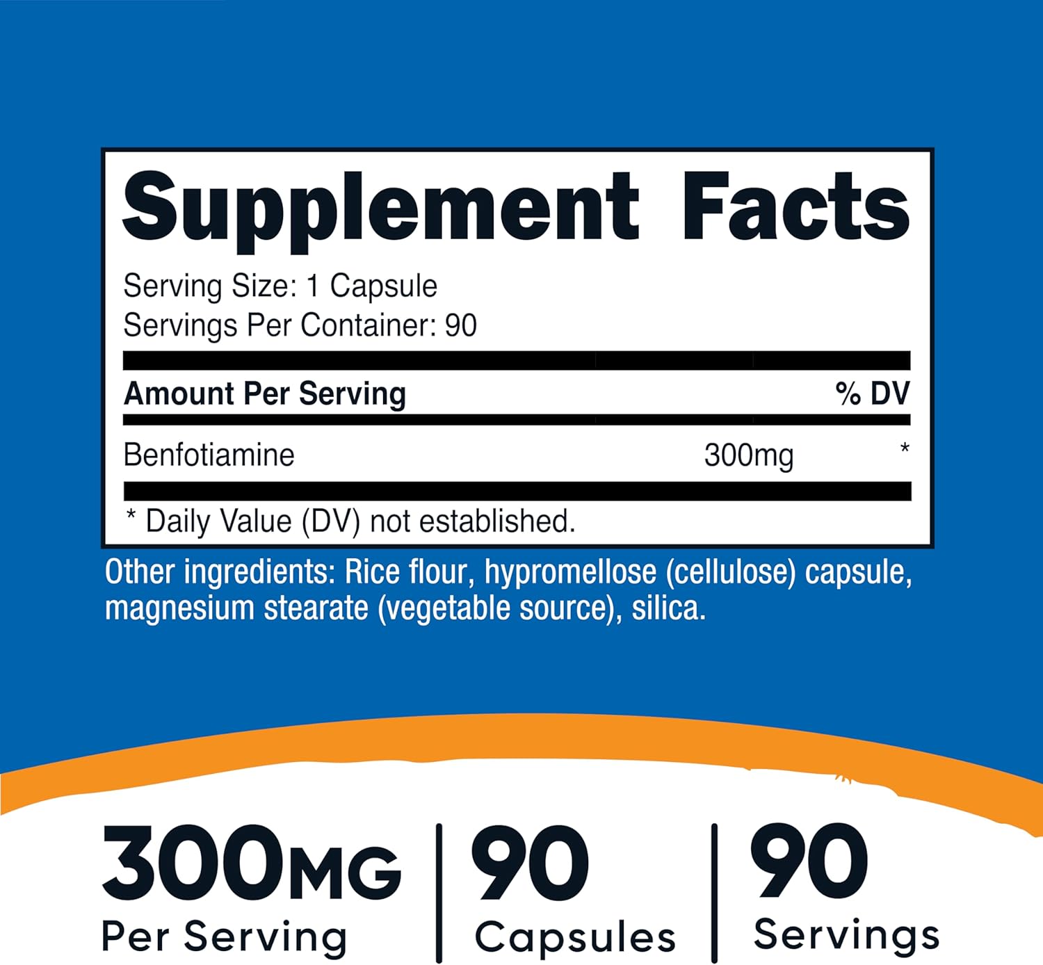Nutricost Benfotiamine 300mg, 90 Capsules - Gluten Free, Non-GMO, and Vegetarian Friendly Fat Soluble Vitamin B1