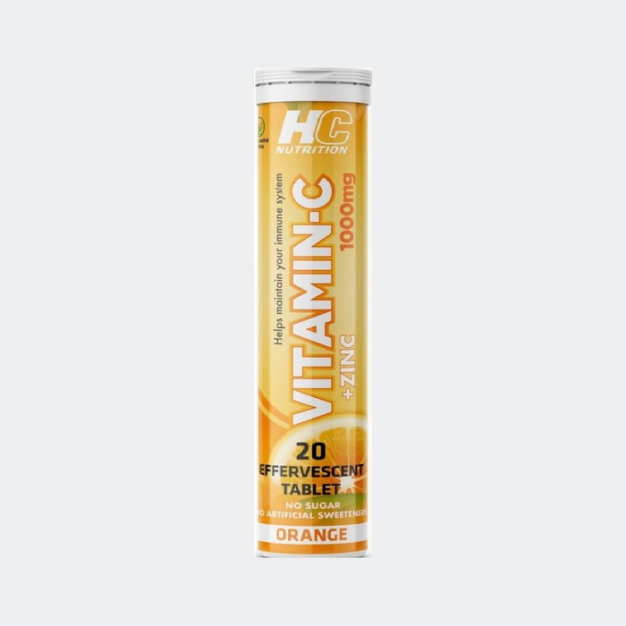 HC Nutrition Vitamin C + Zinc 1000mg, Orange, 20 Tablets