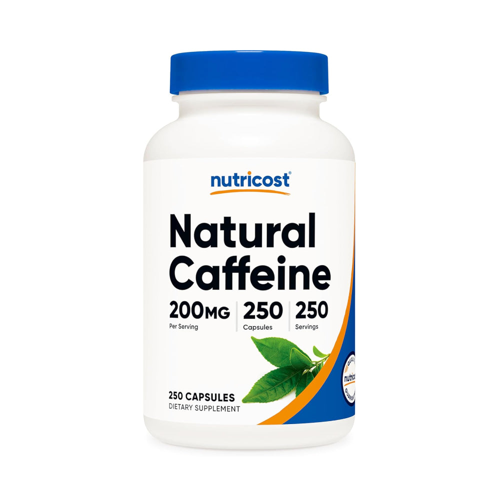 Nutricost Natural Caffeine 200mg, 250 Vegetarian Capsules - Gluten Free, Non-GMO