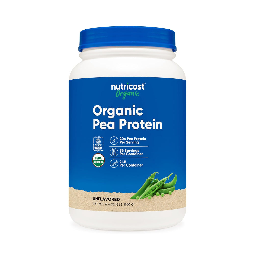 Nutricost Organic Pea Protein Isolate Powder 2lb - Unflavored - Vegetarian Friendly, Gluten Free, Non-GMO