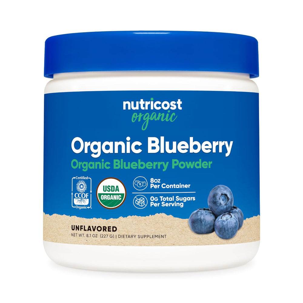 Nutricost Organic Blueberry Powder 227g - Pure, Gluten Free, Non-GMO, from Whole Freeze-Dried Organic Blueberries