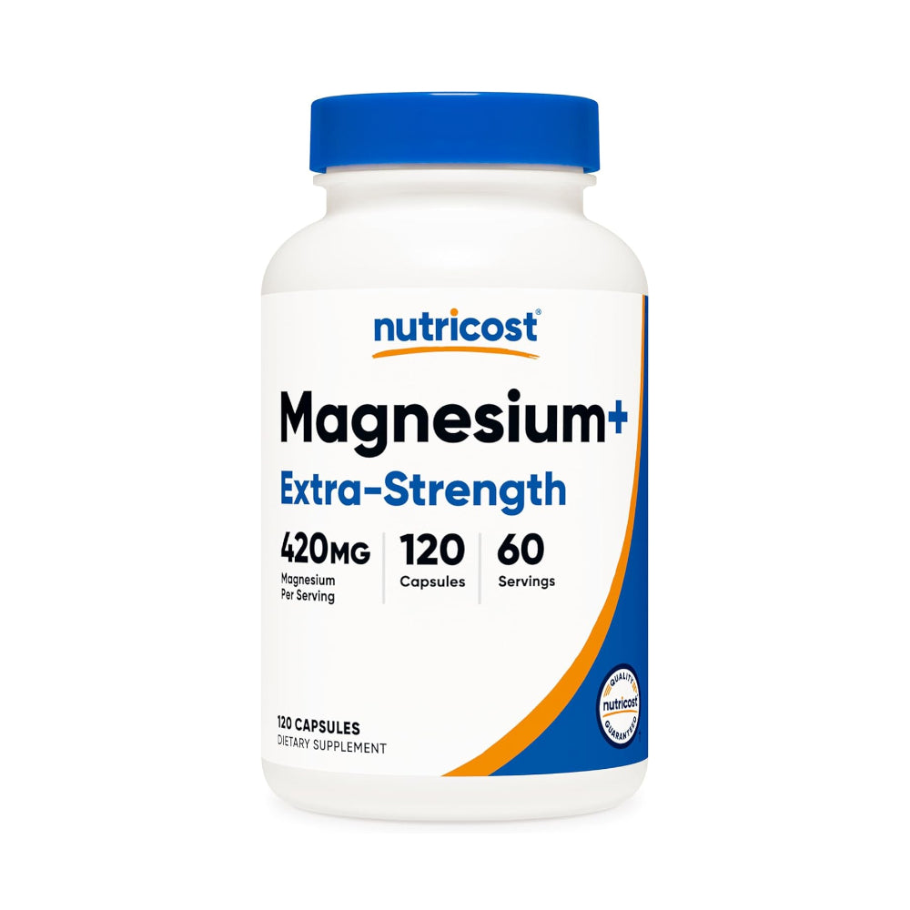 Nutricost Magnesium+ Extra Strength 420mg - Magnesium Oxide and Glycinate - Non-GMO, Gluten Free, Vegan Friendly
