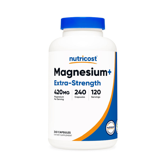 Nutricost Magnesium+ Extra Strength 420mg - Magnesium Oxide and Glycinate - Non-GMO, Gluten Free, Vegan Friendly