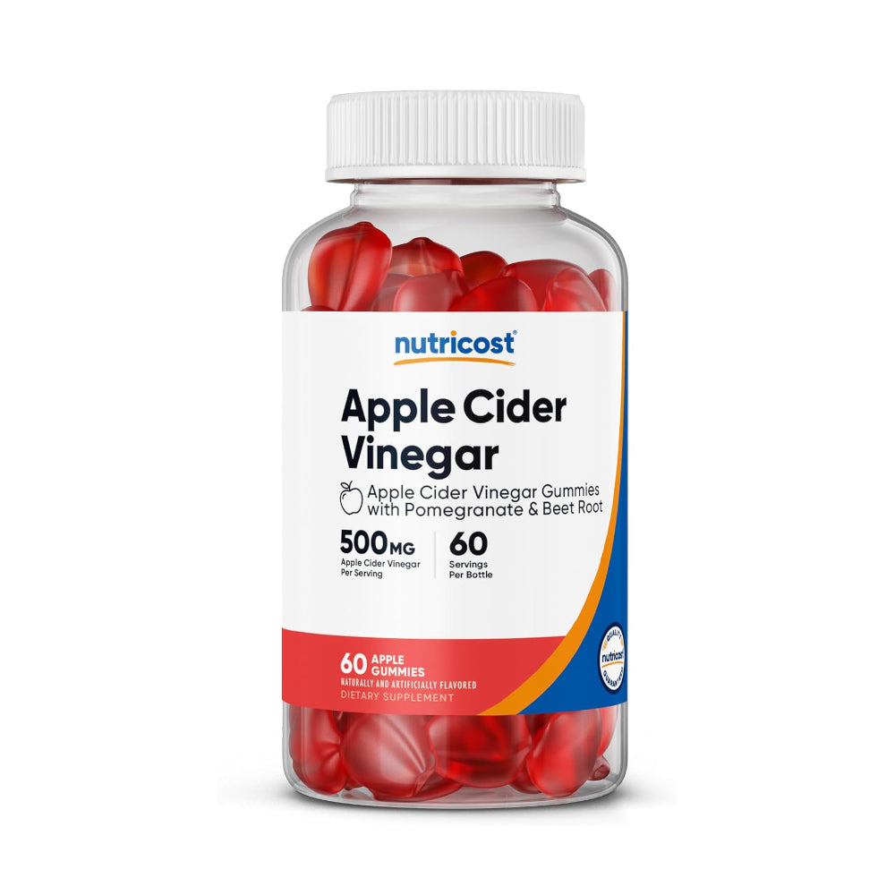 Nutricost Apple Cider Vinegar 500mg, 60 Apple Gummies - Gluten Free, Non-GMO, No Corn Syrup