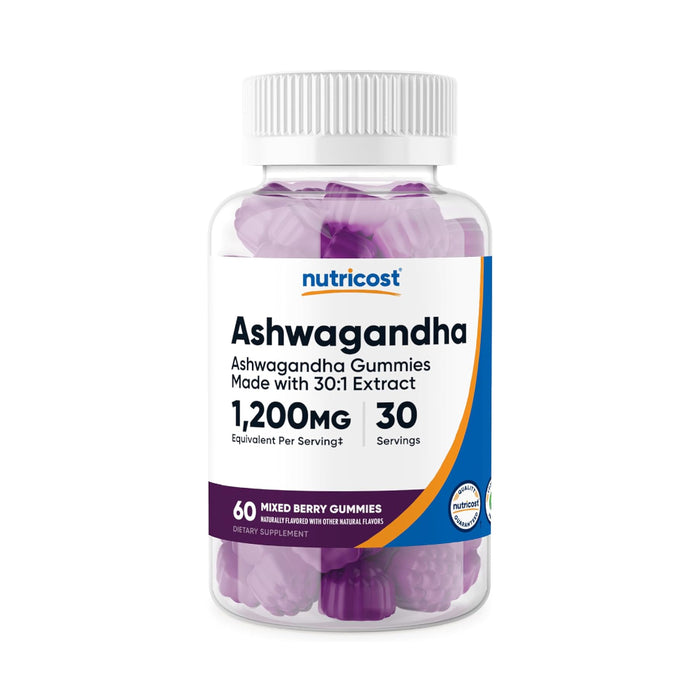 Nutricost Ashwagandha Gummies 1200mg Equivalent Per Serving - Mixed Berry Flavor, 60 Gummies, 30 Servings