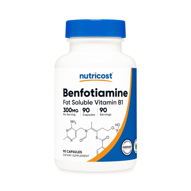 Nutricost Benfotiamine 300mg, 90 Capsules - Gluten Free, Non-GMO, and Vegetarian Friendly Fat Soluble Vitamin B1