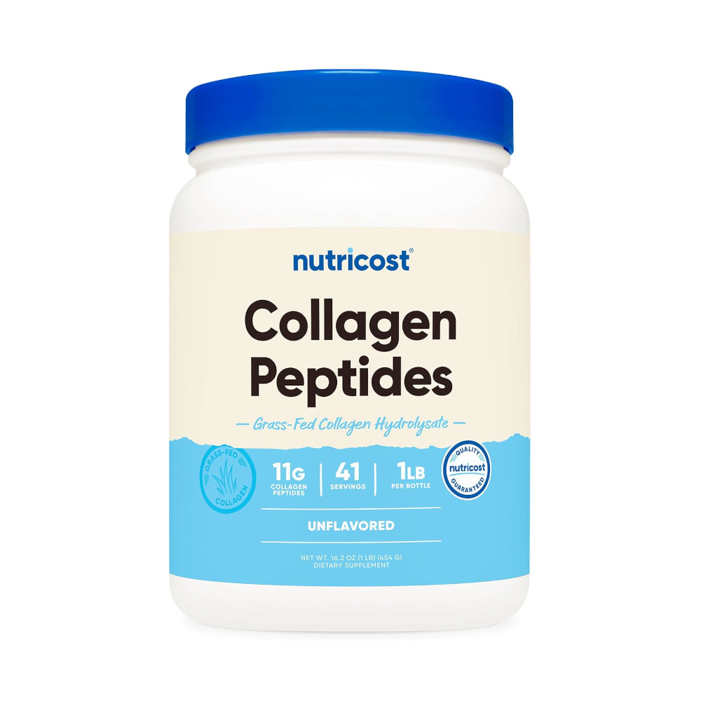 Nutricost Grass-Fed Collagen Peptides Powder 1lb, Unflavoured - Grass Fed Bovine Collagen Hydrolysate