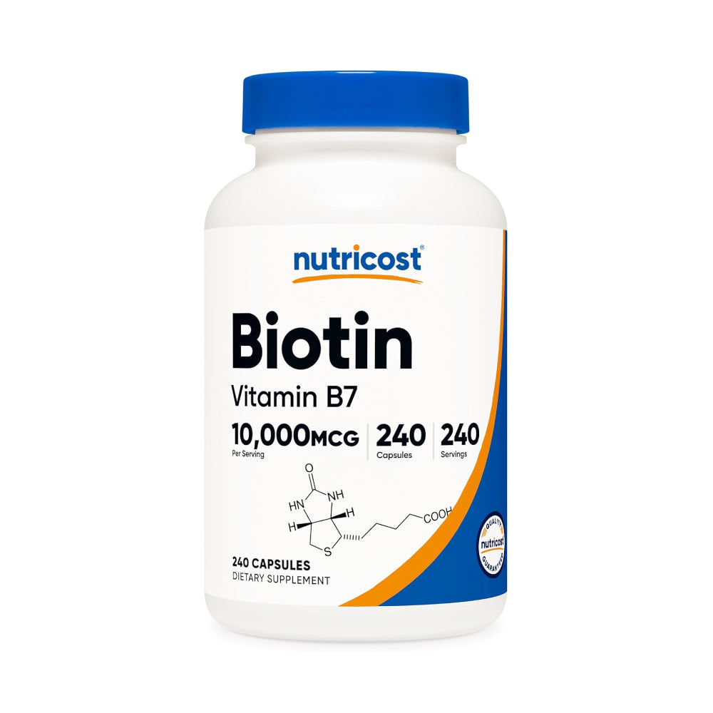 Nutricost Biotin Vitamin B7 Supplement, 240 Capsules - Vegetarian, Gluten Free, Quick Release, Non-GMO