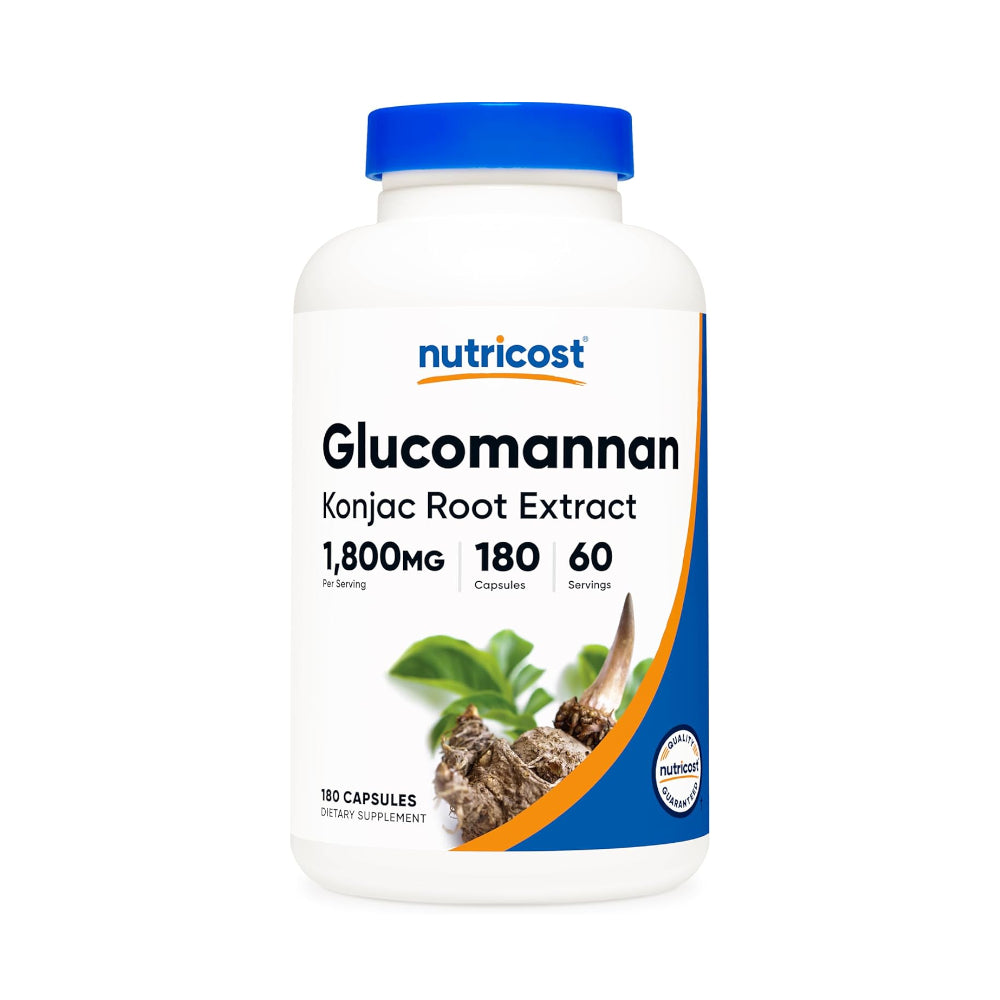 Nutricost Glucomannan Konjac Root Extract, 180 Capsules - Natural Fiber Source, Non-GMO, Gluten Free