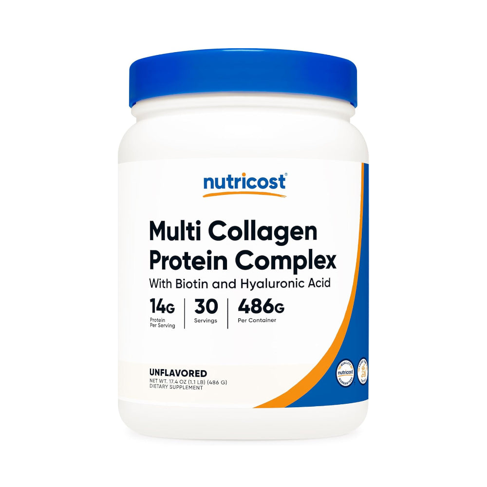 Nutricost Multi Collagen Protein Complex, Unflavored, 30 Servings - Supplement with Biotin, Hyaluronic Acid, and Collagen Peptides