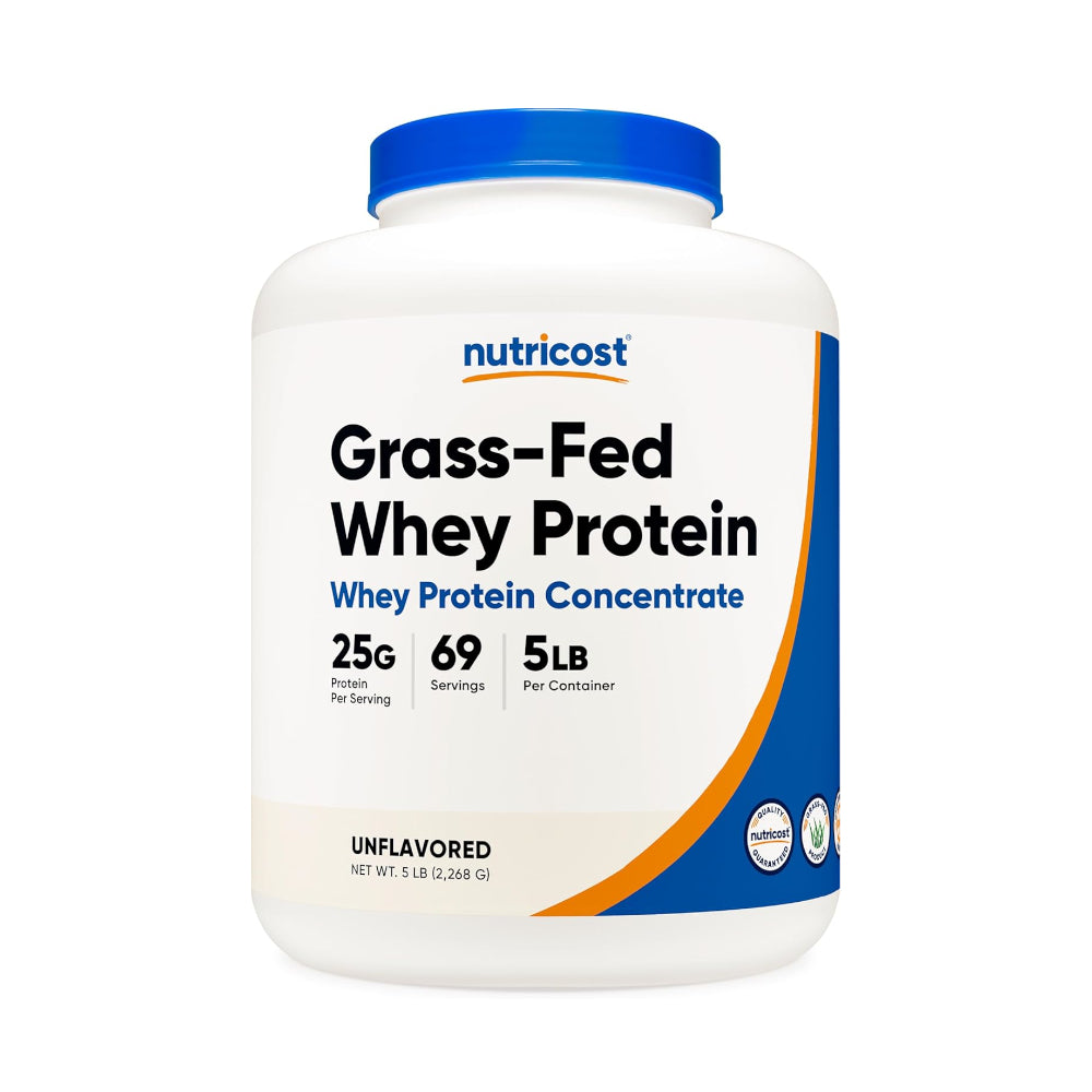 Nutricost Grass-Fed Whey Protein Concentrate 5lb - Undenatured, Non-GMO, Gluten Free