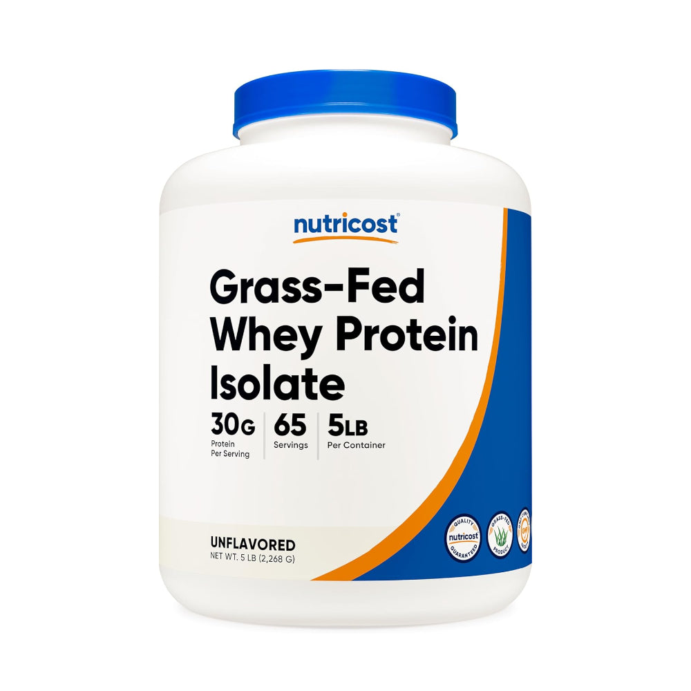 Nutricost Grass-Fed Whey Protein Isolate 5lb - Unflavoured
