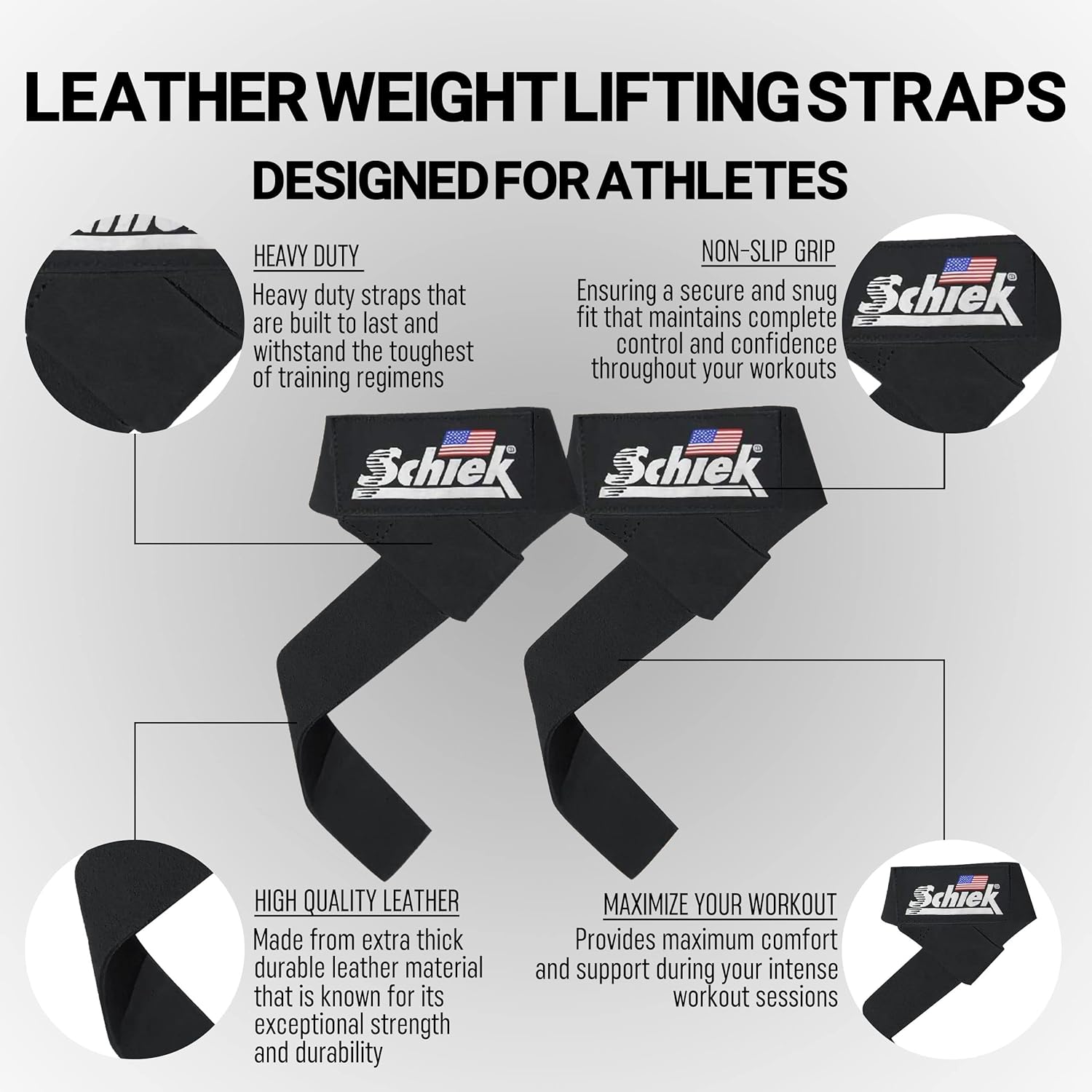 Schiek Model 1000LLS Leather Lifting Straps
