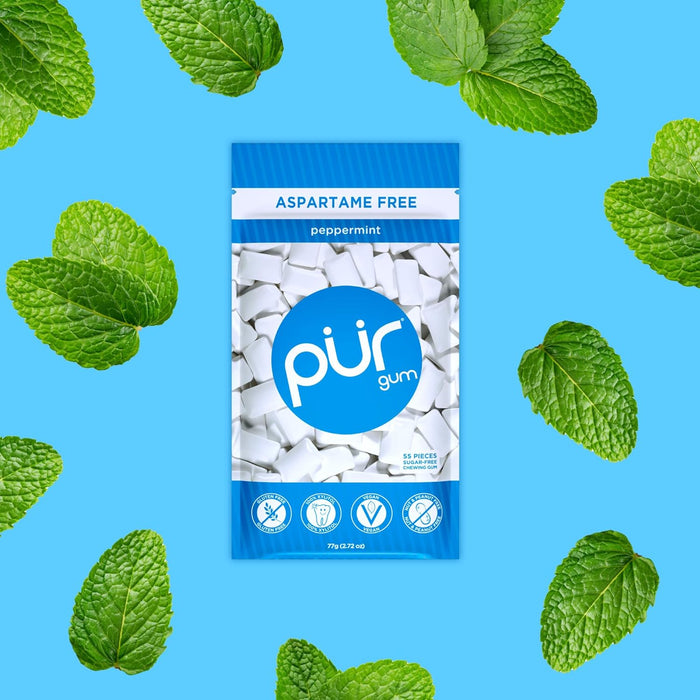 PUR 100% Xylitol Chewing Gum, Sugar Free, 55 pieces