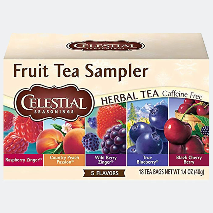 Celestial Seasonings Fruit Tea Sampler, Caffeine Free, 5 Flavors, 18 Tea Bags