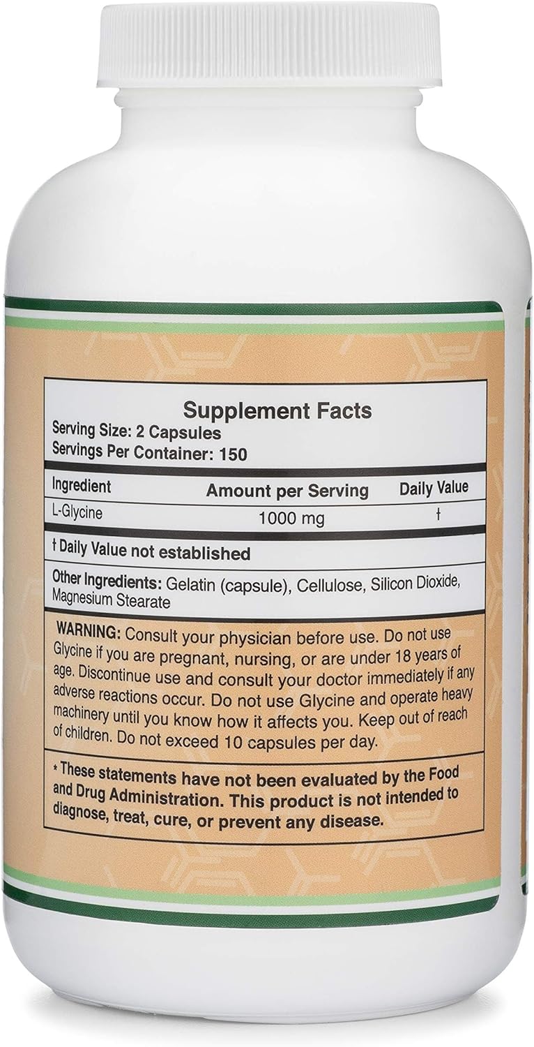 Double Wood Supplements Glycine 1000mg - 300 Capsules