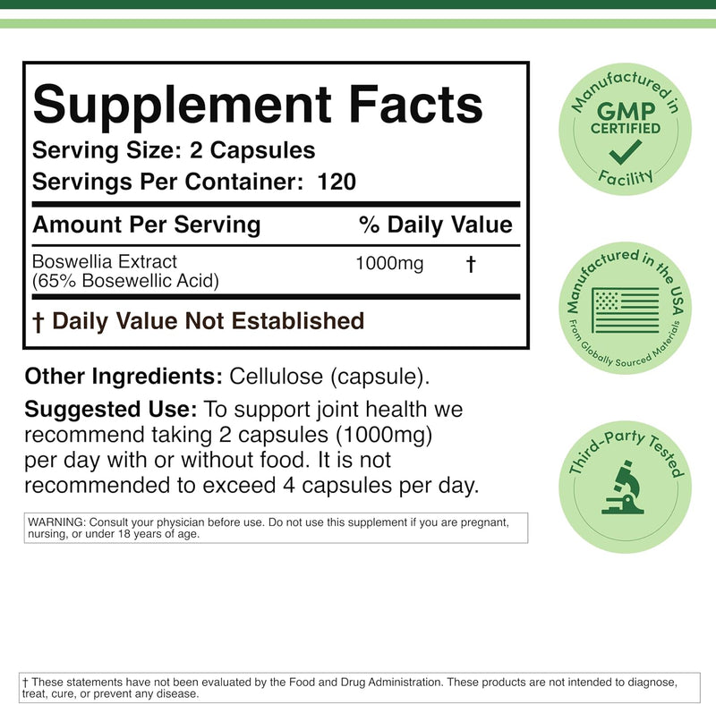 Double Wood Supplements Boswellia Extract 1000mg - 240 Capsules