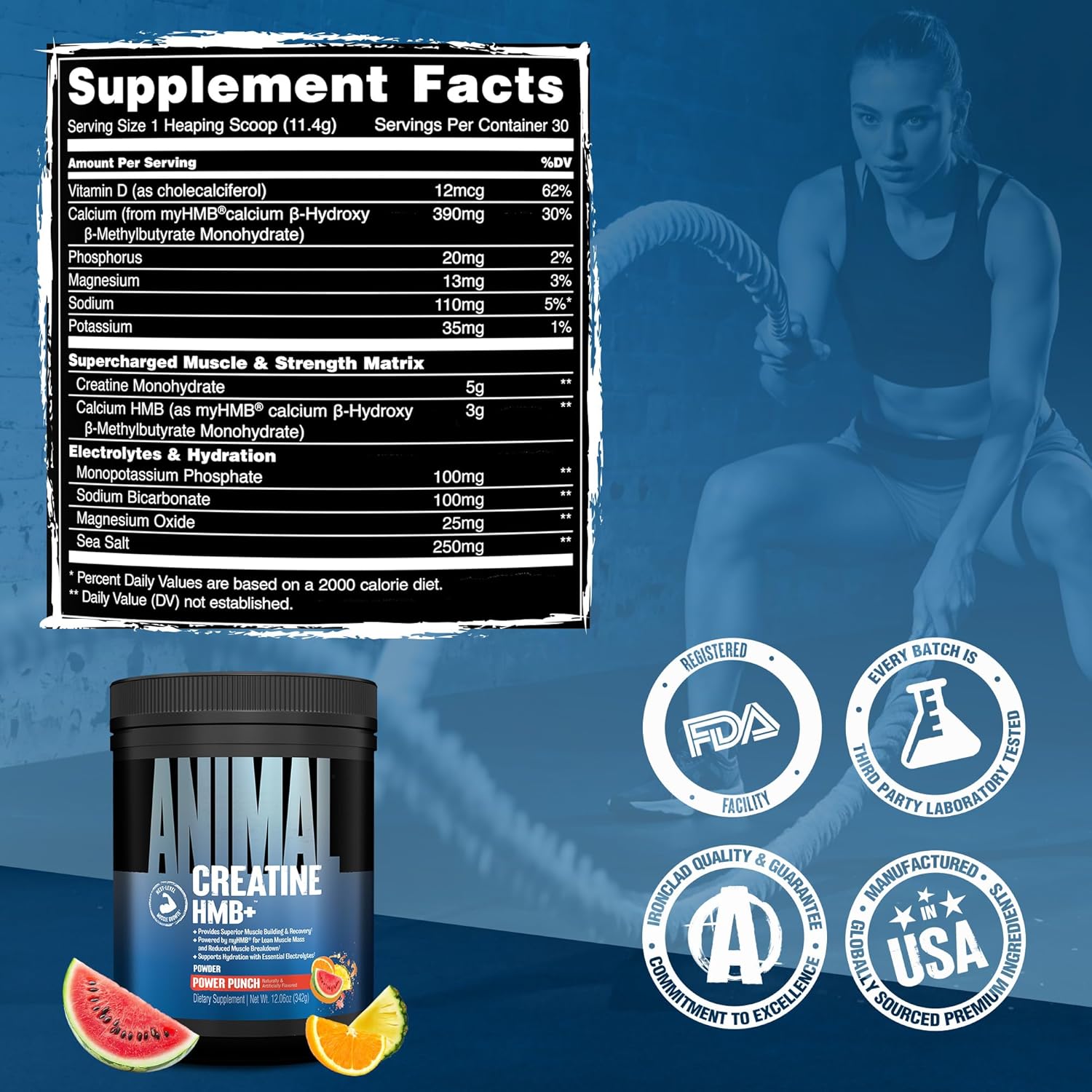 Universal Nutrition Animal Creatine HMB+ Powder 342g - 30 serving