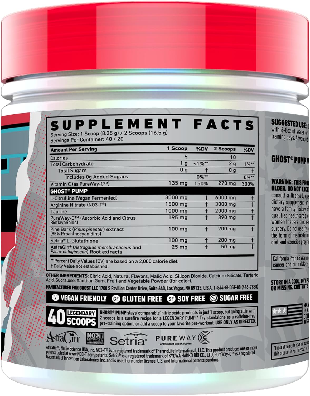 Ghost Pump V2 Nitric Oxide Pre-Workout Supplements 330g - Passion Fruit