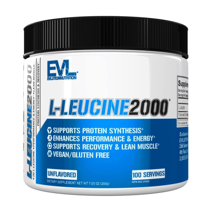 Evlution Nutrition L-Leucine 2000, Vegan, Gluten-Free, Unflavored Powder, 100 serving