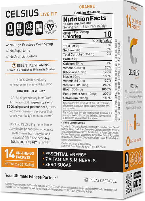 Celsius On-The-Go Calorie Burner, 14 Packets