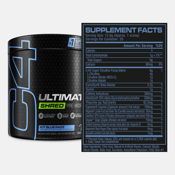 Cellucor C4 Ultimate Shred Pre Workout Powder 20 Servings, Fat Burner