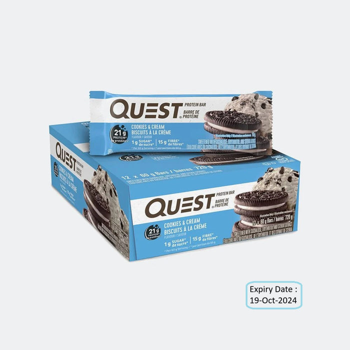 Quest Nutrition Protein Bar - Pack of 12, Protein 20gm, Fiber 13gm, Zero Added Sugar