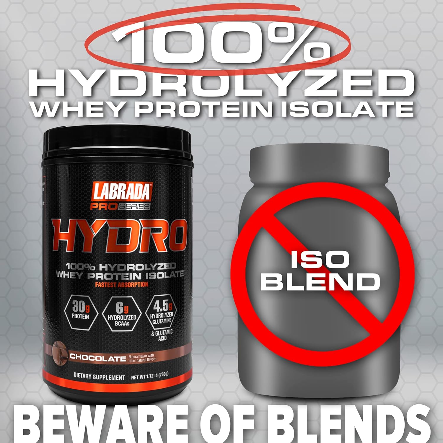 Labrada PRO SERIES HYDRO 100% Hydrolyzed Whey Protein Isolate, 1.7lb