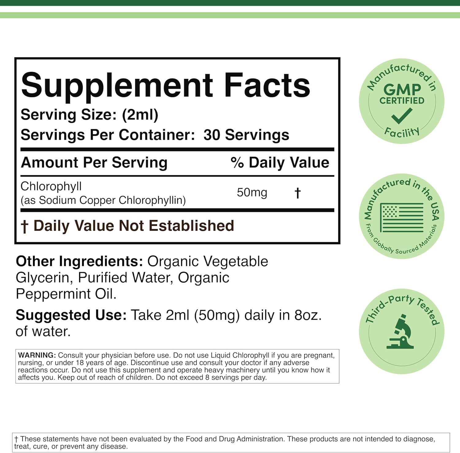 Double Wood Supplements Liquid Chlorophyll Drops 2 Fl oz