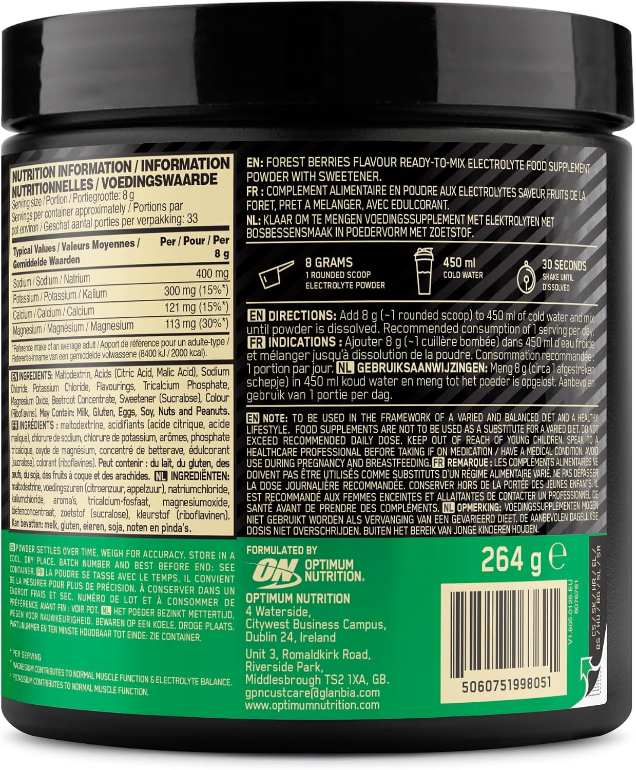 Optimum Nutrition Electrolyte Powder 264g - 33 serving