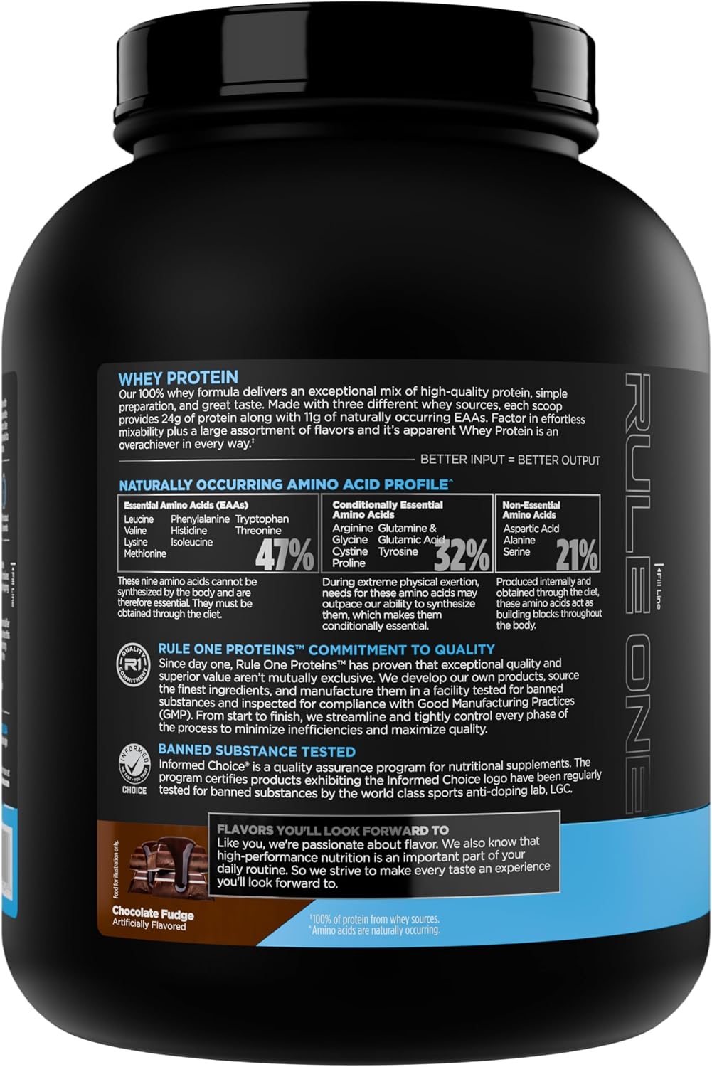 Rule 1 Whey Protein Powder 5lb - Chocolate Fudge
