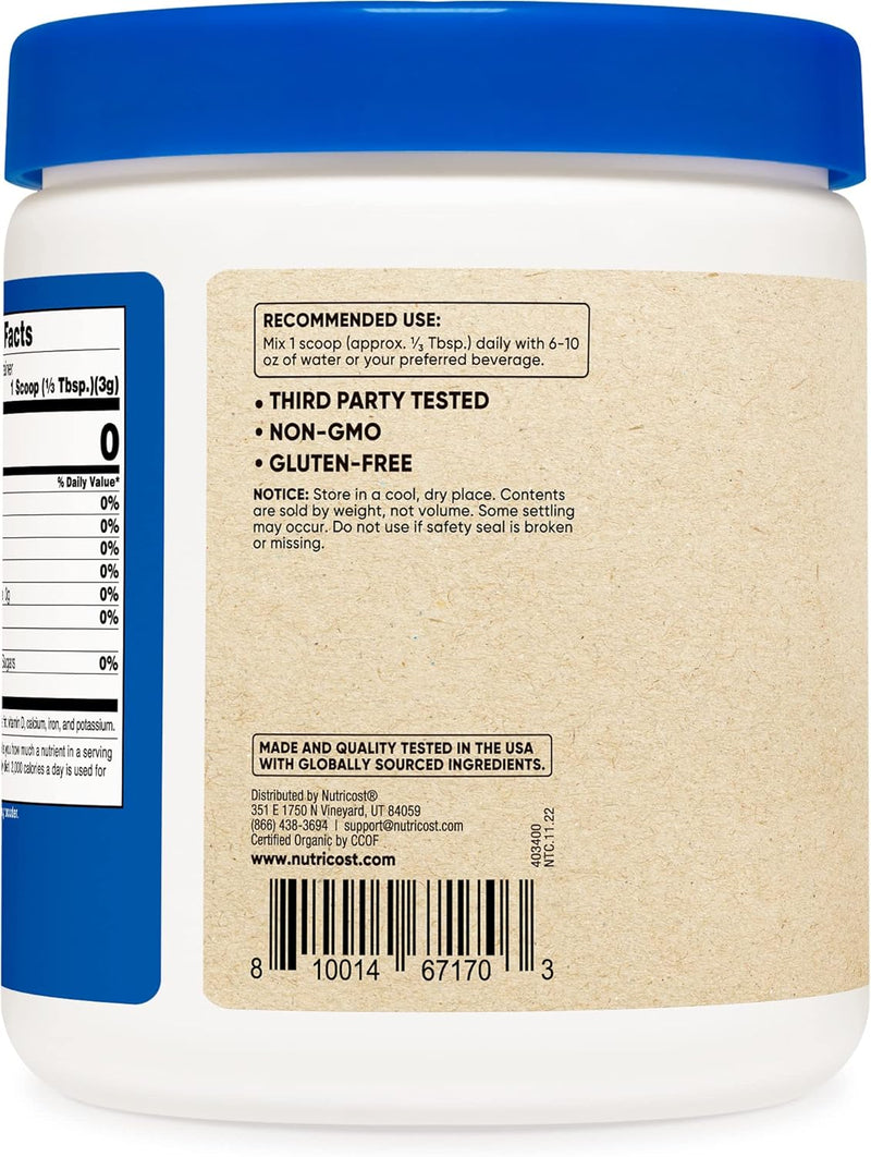 Nutricost Organic Blueberry Powder 227g - Pure, Gluten Free, Non-GMO, from Whole Freeze-Dried Organic Blueberries