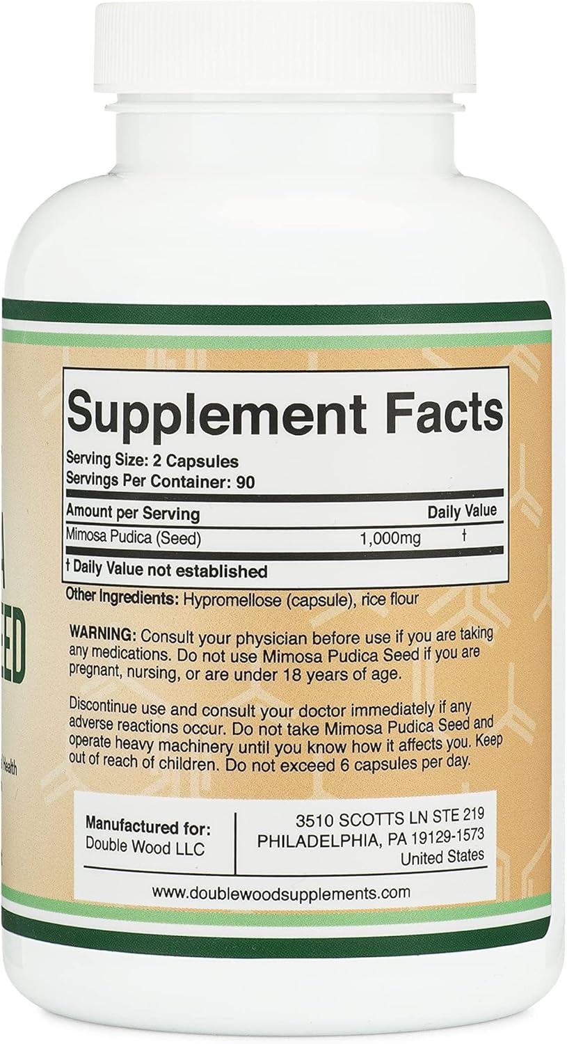 Double Wood Supplements Mimosa Pudica Seed 1000mg - 180 Capsules