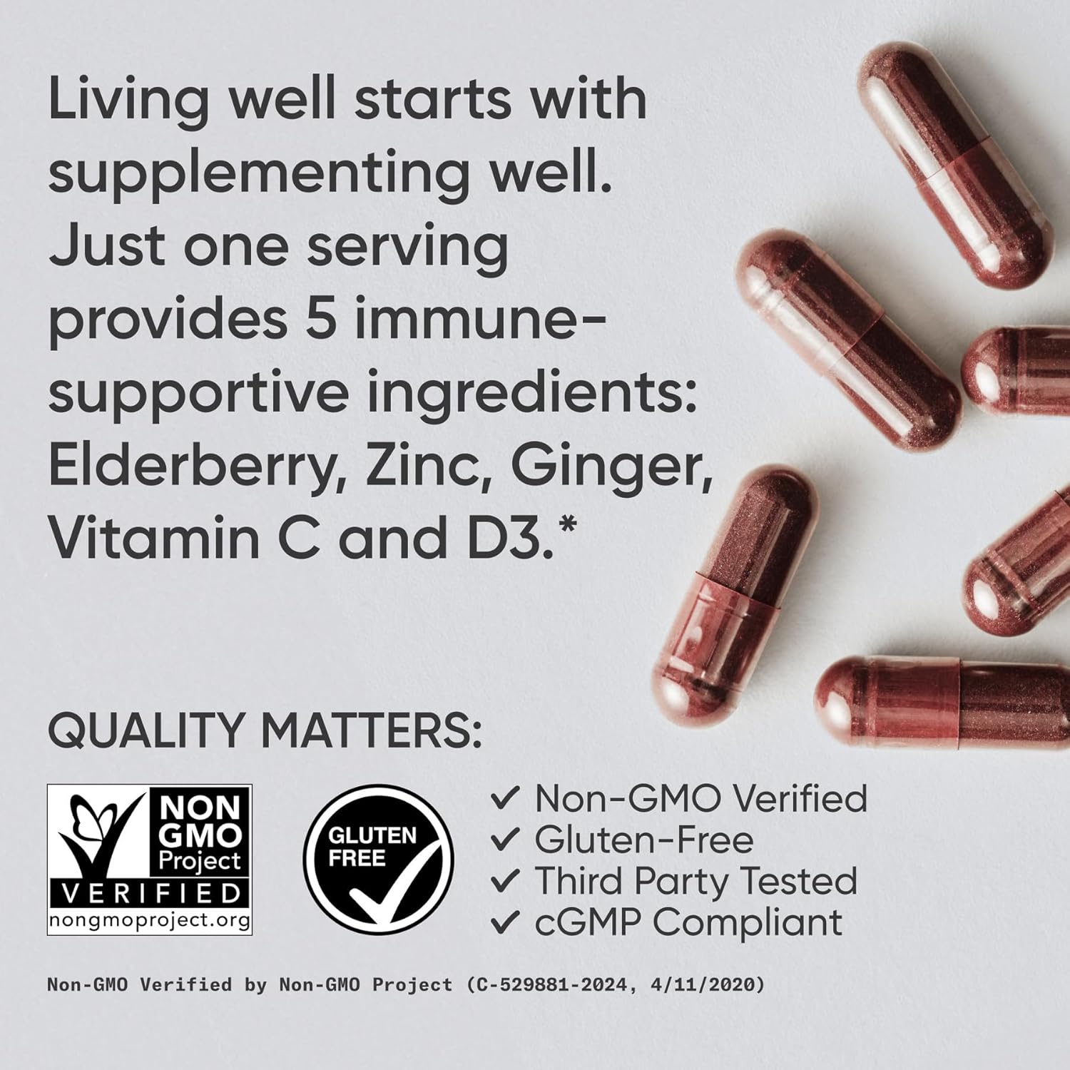 Sports Research Elderberry Capsules with Vitamin D3, Zinc & Vitamin C - 60 Veggie Capsules